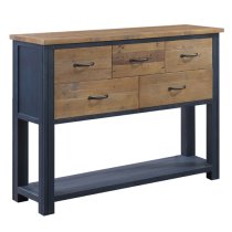 Savona Wooden Console Table With 5 Drawers In Blue