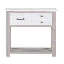 Gilford Wooden Console Table With 3 Drawers In Grey