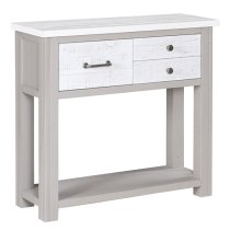 Gilford Wooden Console Table With 3 Drawers In Grey