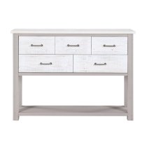 Gilford Wooden Console Table With 5 Drawers In Grey