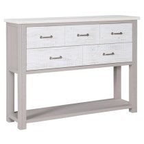 Gilford Wooden Console Table With 5 Drawers In Grey