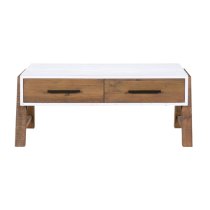 Timmins Wooden Coffee Table With 2 Drawers In White And Oak