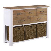 Savona Wooden Console Table With 5 Drawers In White