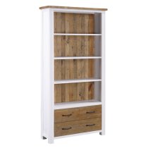 Savona Wooden Large Open Bookcase With 3 Drawers In White