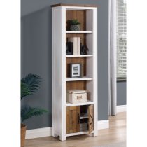 Savona Wooden Open Bookcase Narrow With 2 Doors In White