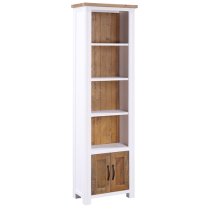 Savona Wooden Open Bookcase Narrow With 2 Doors In White