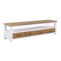 Savona Wooden TV Stand Wide With 4 Drawers In Oak And White