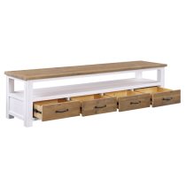 Savona Wooden TV Stand Wide With 4 Drawers In Oak And White