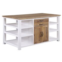 Savona Wooden Kitchen Island With 2 Doors 2 Drawers In White