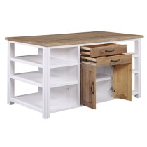 Savona Wooden Kitchen Island With 2 Doors 2 Drawers In White