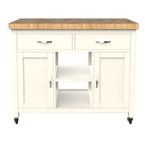 Kavala Wooden Kitchen Island With Butchers Block In Cream