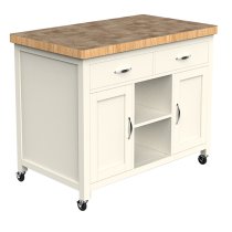 Kavala Wooden Kitchen Island With Butchers Block In Cream