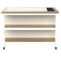 Kavala Wooden Kitchen Island Open With Breakfast Bar In Cream