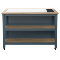 Kavala Wooden Kitchen Island Open With Breakfast Bar In Blue