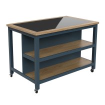 Kavala Wooden Kitchen Island Open With Breakfast Bar In Blue