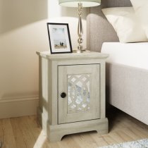 Arcata Wooden Bedside Cabinet 1 Mirrored Door In Dusty Grey Oak