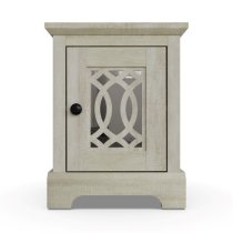 Arcata Wooden Bedside Cabinet 1 Mirrored Door In Dusty Grey Oak