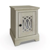 Arcata Wooden Bedside Cabinet 1 Mirrored Door In Dusty Grey Oak