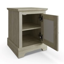 Arcata Wooden Bedside Cabinet 1 Mirrored Door In Dusty Grey Oak