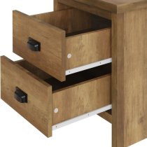 Balcombe Wooden Bedside Cabinet With 2 Drawers In Knotty Oak