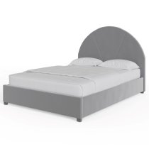 Essen Plush Velvet Side Lift Ottoman Dome King Size Bed In Grey