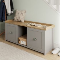 Loftus Wooden Shoe Storage Bench With 2 Doors In Grey