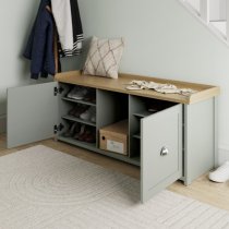 Loftus Wooden Shoe Storage Bench With 2 Doors In Grey