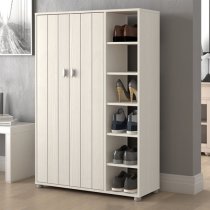 Barrie Wooden Shoe Storage Cabinet Tall With 2 Doors In White