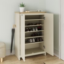 Loftus Wooden Shoe Storage Cabinet With 2 Doors In Cream