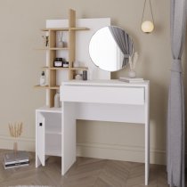 Flores Wooden Dressing Table 1 Door 1 Drawer In White And Oak