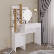 Flores Wooden Dressing Table 1 Door 1 Drawer In White And Oak