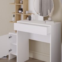 Flores Wooden Dressing Table 1 Door 1 Drawer In White And Oak