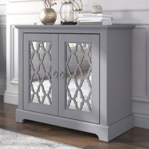 Herceg Wooden Sideboard With 2 Mirrored Doors In Cool Grey