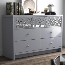 Asmara Mirrored Wooden Chest Of 7 Drawers In Cool Grey