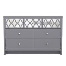 Asmara Mirrored Wooden Chest Of 7 Drawers In Cool Grey