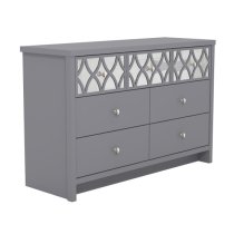 Asmara Mirrored Wooden Chest Of 7 Drawers In Cool Grey