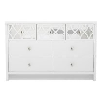 Asmara Mirrored Wooden Chest Of 7 Drawers In White