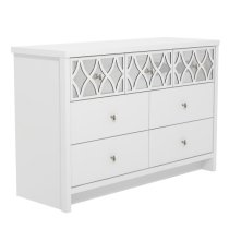 Asmara Mirrored Wooden Chest Of 7 Drawers In White