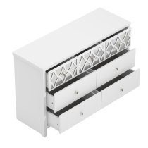 Asmara Mirrored Wooden Chest Of 7 Drawers In White