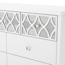 Asmara Mirrored Wooden Chest Of 7 Drawers In White