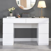 Jenson High Gloss Dressing Table With 6 Drawers In White