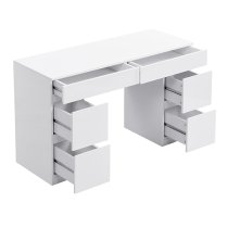 Jenson High Gloss Dressing Table With 6 Drawers In White