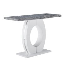 Halo High Gloss Console Table In White And Melange Marble Effect