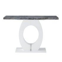 Halo High Gloss Console Table In White And Melange Marble Effect