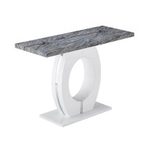 Halo High Gloss Console Table In White And Melange Marble Effect