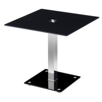 Hartley Black Glass Bistro Dining Table 4 Opal Black Chairs