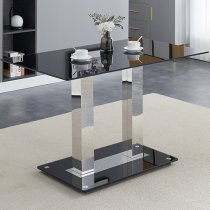 Jet Small Black Glass Dining Table With 4 Demi Z Grey Chairs