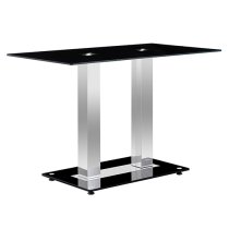 Jet Small Black Glass Dining Table With 4 Demi Z Grey Chairs