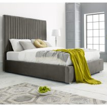 Medan Plush Velvet Small Double Bed In Grey