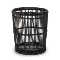 Arcola Rattan And Bamboo Bathroom Waste Bin In Black